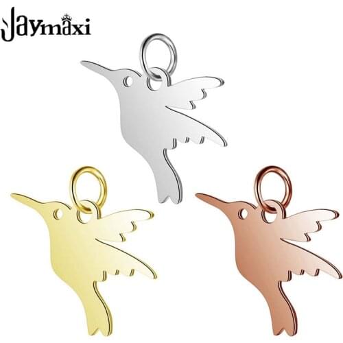 Jaymaxi Stainless Steel Charms Fully Polished DIY Bird Pendant Gold Color Jewelry Findings for Necklace Bracelet 20Pieces/lot