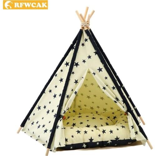 RFWCAK Pet Tent Dog Bed Washable Dog Kennel Cat House Pet Teepee For Small Dog Kattenmand Chihuahua Outdoor Pet Travel Supplies