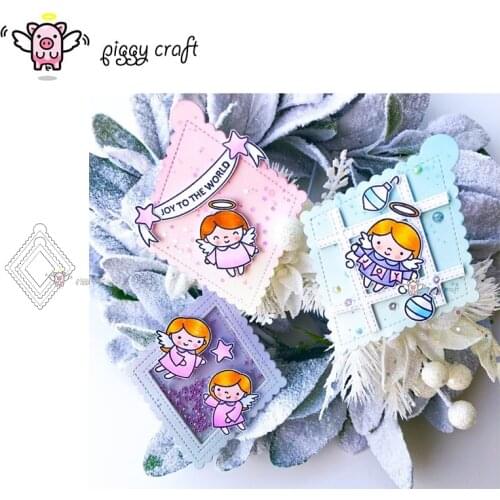 Piggy Craft metal cutting dies cut die mold 3Pcs Diamond wave frame Scrapbook paper craft knife mould blade punch stencils dies