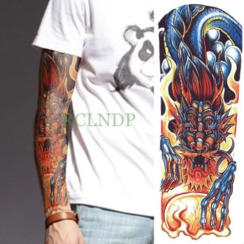 Waterproof Temporary Tattoo Sticker dragon full arm fake tatto flash tatoo sleeve large size for men women lady body art