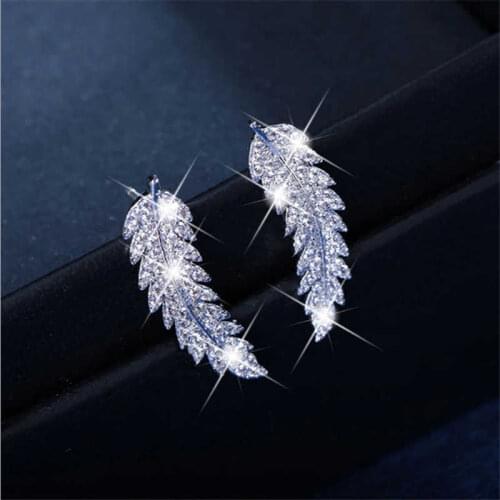 White Ear Hook Vintage Dangle Leaf Women Earrings Silver Color Gold Color Gift
