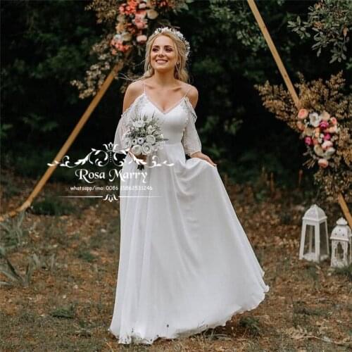 2020 New A Line Wedding Dresses Plus Size Country Beach Greek Style Vestido De Novia Cheap Chiffon Vintage Lace Bridal Gowns