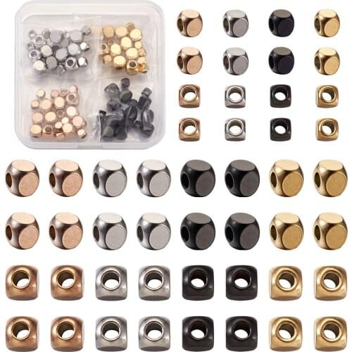 1 Box Vacuum Plating 304 Stainless Steel Beads Cube Spacer Beads Loose Beads for Bracelet DIY Jewelry Handmade Making Components