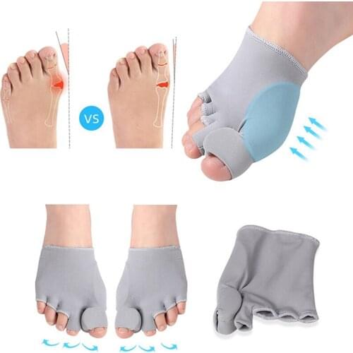 1Pair 2 Size Toe Separator Hallux Valgus Bunion Corrector Orthotics Feet Bone Thumb Adjuster Correction Sock Straightener Brace