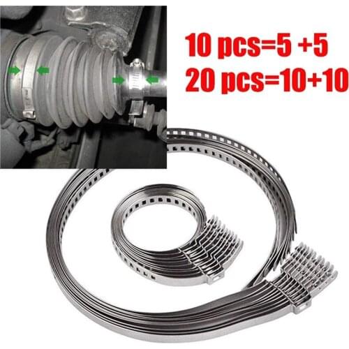 10/20Pcs Stainless Steel Adjustable AXLE CV Joint Boot Crimp Clamp Kit 31- 41mm 70- 125mm
