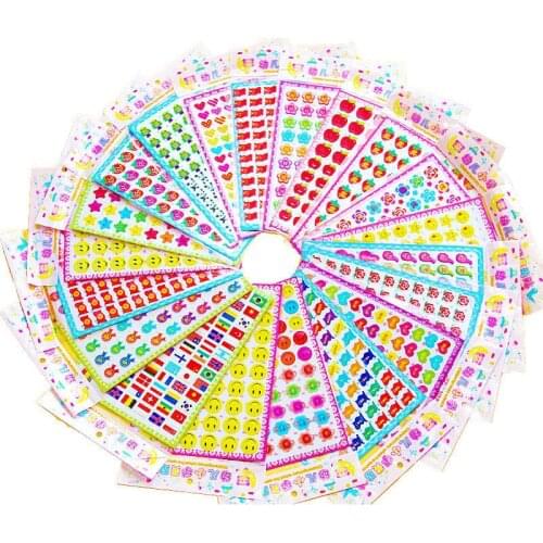 3 Sheets/set Childrens Reward Stickers Five-pointed Star Smile Face Kindergarten Primary School Acclaim 3D Bubble Sticky Paper