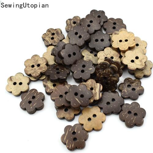 50PCS Flower Shape Coconut Plum Flowers Tiny Buttons Sewing Tools Decorative Button Scrapbooking Garment DIY Apparel Accessories
