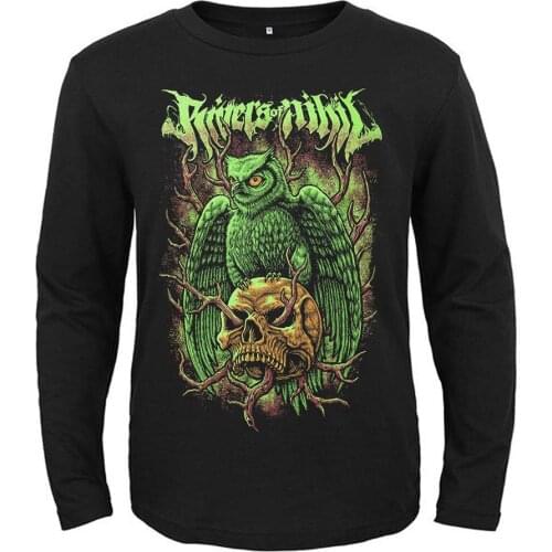 6 designs American rock band Rivers of nihil Punk rocker men women full long sleeves shirt heavy metal black Skull tee