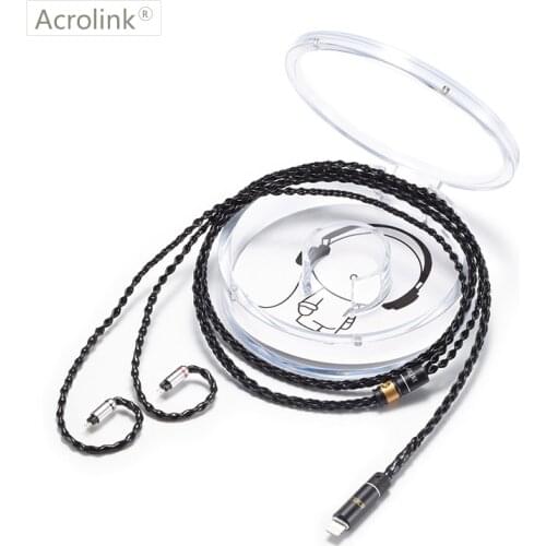 Acrolink 2Pin Connector 8Core 99.99% pure silver iphone Earphone Cable For W4R SE3 SE5 UM3X With Ear Hook