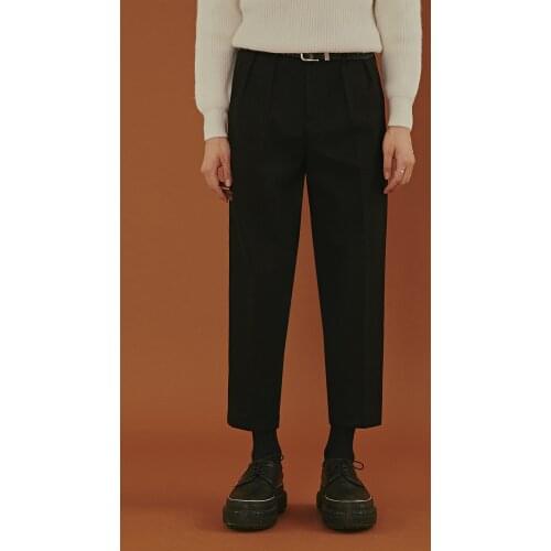 Autumn and winter casual pants mens slim Korean fashion pants mens loose solid color nine Fen tweed large pants
