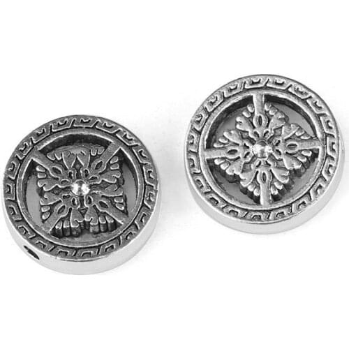 JUYA 10pcs/lot 20.4x4.8mm Antique Round Flower Carving Spacer Beads For Necklace Bracelet DIY Jewelry Making Accessories