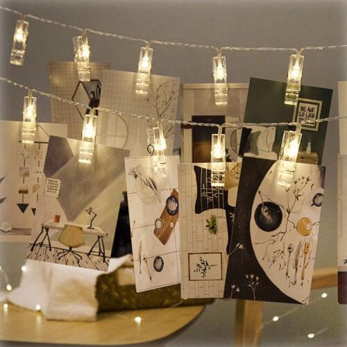 LED String Light 1.5M/3M/5M Photo Clip Light String Battery Powered Garland Christmas Decoration Party Wedding Fairy Clip Light