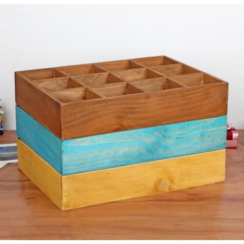 Home Decoration Wooden Box Wall Hanging Storage Holder Bedside 12 section Divided 3 layer Sorting Storage Rack Wooden Organizer