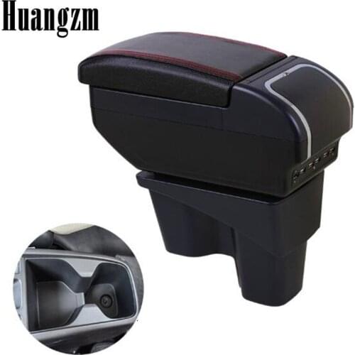 For Honda New City armrest Dual Layer Large Space PU Leather Central Store Content Box with cup holder ashtray USB interface Mod