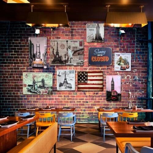 Dropship Colomac Vintage Wallpaper Stereo Retro Brick Wall Graffiti 3d Brick Wallpaper Foto Mural Living Room Papel Para Pared