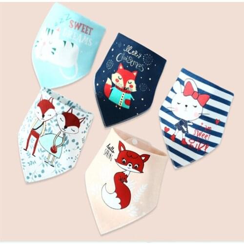 Cotton Boy Girl Bandana Bib Burp Cloth Print Animal Triangle Baby Bibs for Baby Scarf Meal Collar Burp Baby Accessories