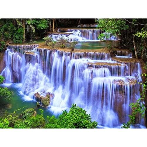 Waterfall Landscape Printed Canvas 11CT Cross Stitch DIY Embroidery Full Kit DMC Threads Sewing Painting Craft Sales