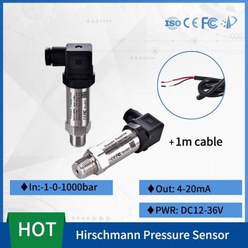 -1-0-1000bar Pressure Range Measurment 4-20ma Output For Water Tank Oil Gas Pressure Transmitter M20*1.5 Connector With 1m Cable