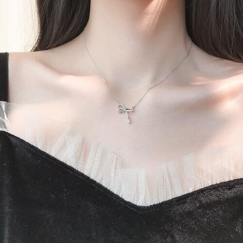 Exquisite Bowknot Necklaces For Women Clear aaa Cubic Zirconia Pendants Necklace Wedding Jewelry collares