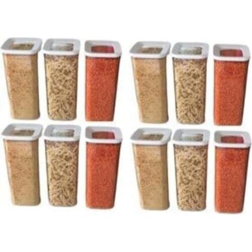 1700 ml Storage Container & 12 Pcs Storage Box, White, Good Quality Plastic Material, 10,6x10,6x24,4 cm