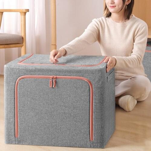 Oxford Fabric Clothes Storage Box Large Capacity Bedding Storage Bag Organizer with Reinforced Handle 24L for Blanket H88F