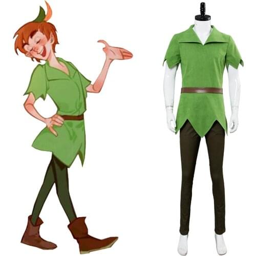 Peter Pan Cosplay Costume Hat Green Elf Uniform Adult Halloween Carnival Costume Fancy Dress Suit Men Custom Made