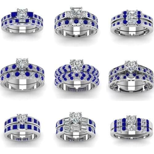 Red Collection! 2 pc/set Fashion Ring Set For Women Party Engagement Famale Rings Jewelry Trendy Hand Accessories Size 5-12