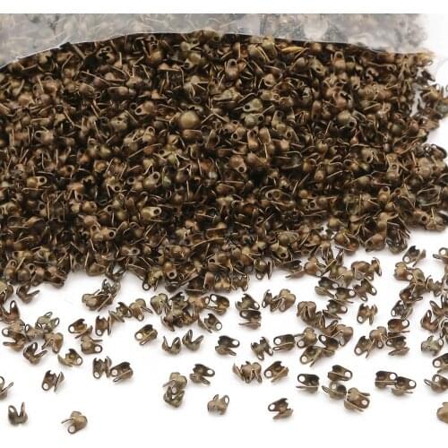 2.5MM Round Clasps 100PCS Cord End Caps String Jewelry Finding Silver Gold Plated End Crimps Beads Ball Chain Connector Findings