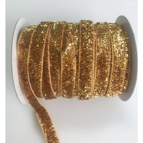10mm 13yrds Gold Metallic Glitter Ribbons For DIY Crafts Sewing Fabric Christmas Party Wedding Supplies Gift Wrap