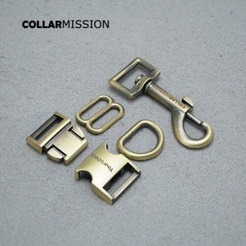 Metal buckle+adjust buckle+D ring+metal dog clasp/set) DIY engraved dog collar copper 20mm sewing accessory premium quality