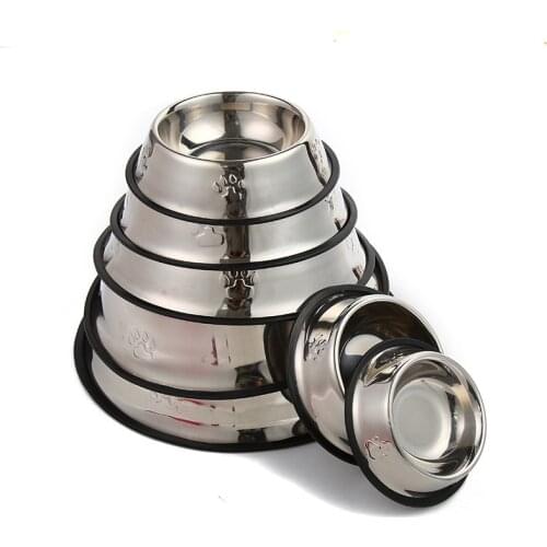 Stainless Steel Pet Dog Bowl Non-slip Durable Anti-fall Dogs Feeding Drinking Bowls Cat Puppy Feeding Supplies Small Dog Product