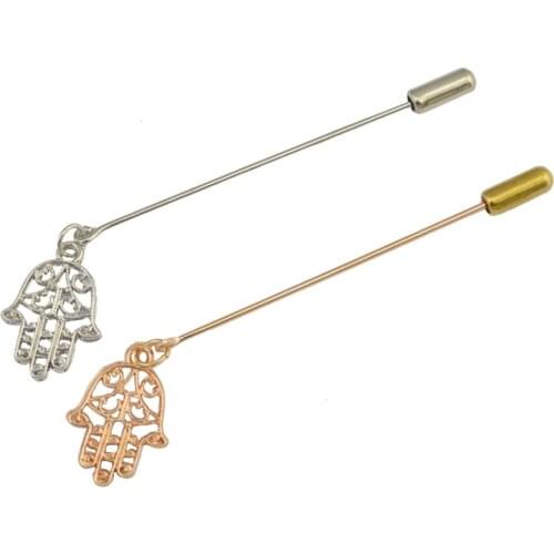 Fashion Metal Hamsa Brooch Pin with Palm Charm Simple Design Alloy Brooches for Unisex Jewellry