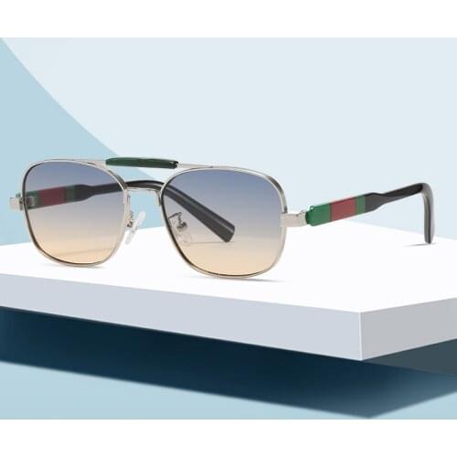 Fashion Cool Square Pilot Style Double Beam Sunglasses Men Vintage Gradient Brand Design Sun Glasses Oculos De Sol