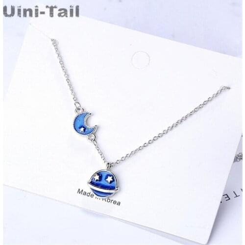 Uini-Tail original new 925 sterling silver blue star necklace Korean simple fashion sweet dynamic small fresh girl jewelry ED076