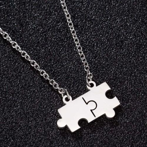 SMJEL Stainless Steel Puzzle Necklace Women Men Kids Chain Choker Necklaces Jewelry Christmas New Year Gift