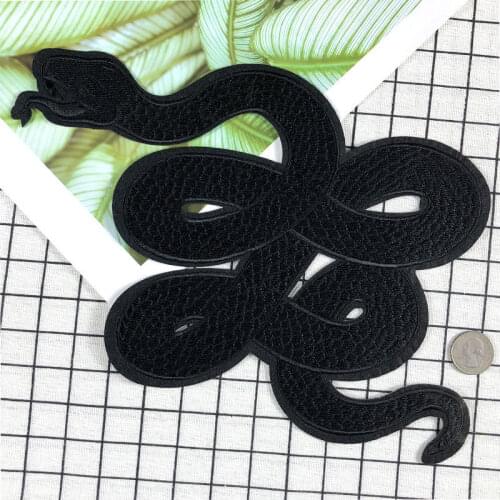 PGY 1 Pcs large Stickers For Clothes Patches Snake Embroidery Patch DIY Patches For Clothing Applique Embroidery Dark Patches