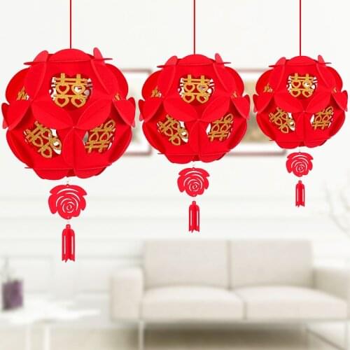 DIY red Non-woven Chinese New Year festival Hydrangea lantern Pendant room bar hotel party decorations wedding flower ornament