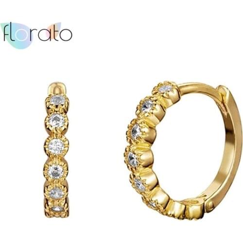 925 Sterling Silver Zircon Dainty & Minimalist CZ Bezel Huggie Hoop Earrings For Women Popular Party Jewelry