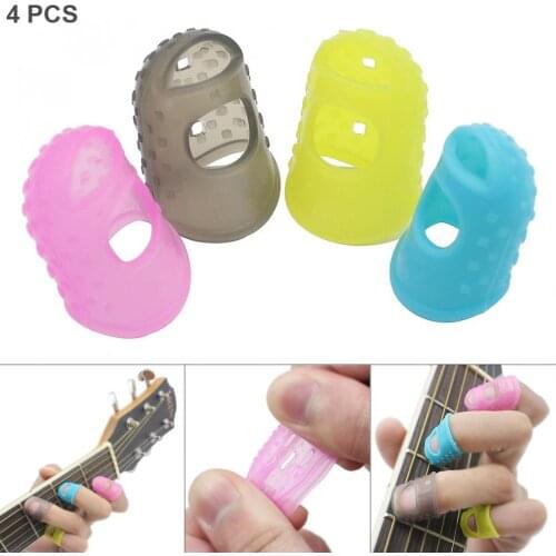 4pcs/lot Silicone Guitar Pick Fingertip Cover Pressed String Finger Protector for Guitar Ukulele Mandolin Banjo