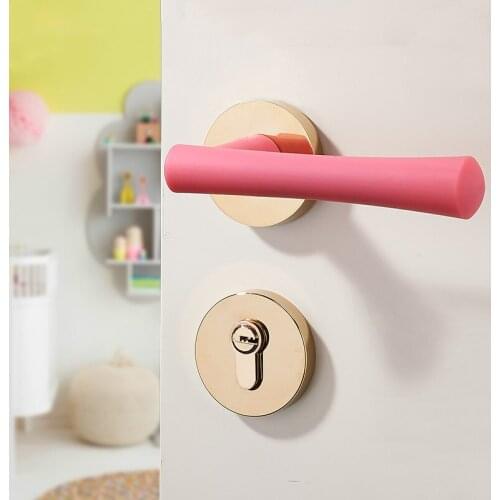 Modern Zinc Alloy Door Handle Lock Home Childrens Room Silica Gel Handles Door Locks Hotel Silent Lock Indoor Hardware Supplies
