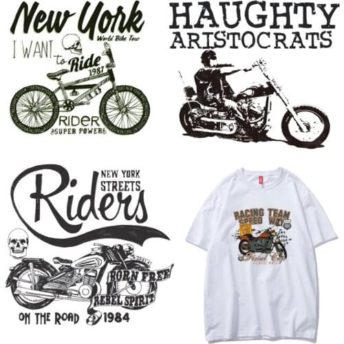 Iron on Patches Motorcycle Patches Clothing Applications Thermo Transfer for Clothes Biker Badges Stickers Punk DIY T-shirt