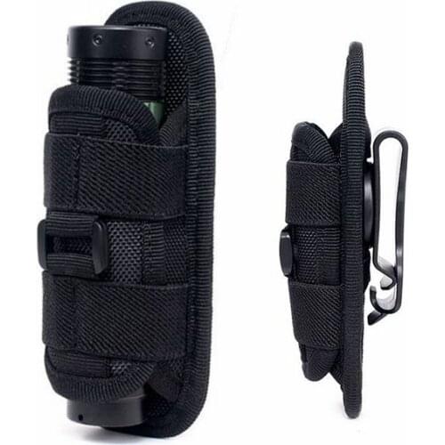 Outdoor Tactical Flashlight Hunting Pouch Nylon Light Holster 360 Degree Rotatable Clip Torch Cover for Belt Flashlight Holder