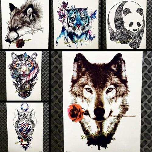 Rose Flower Temporary Tattoo Women Men Waterproof Fake Flash Sexy Tattoo Stickers 21x15CM Large Body Art Black Tatoo Arm Sleeve