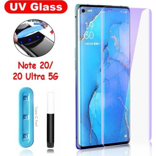 Full Cover Anti Blue Liquid UV Glue Tempered Glass For Samsung Galaxy Note 20 Ultra Screen Protector For Samsung S20 Plus Ultra