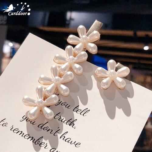 Carddoor Pearl Flower Hairpin Japanese/Korean Fashion Style Ladies/Girls Accessories Holiday Party Gift Hair Jewelry