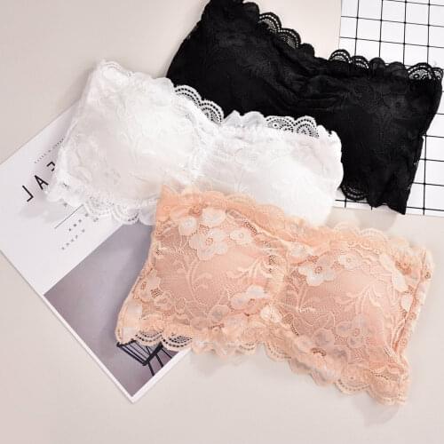 Womens Sexy Lace Bra Push Up Bralette Female Strapless Seamless Wrap Top Chest Plus Size Padded Three Hook Underwear Lingerie