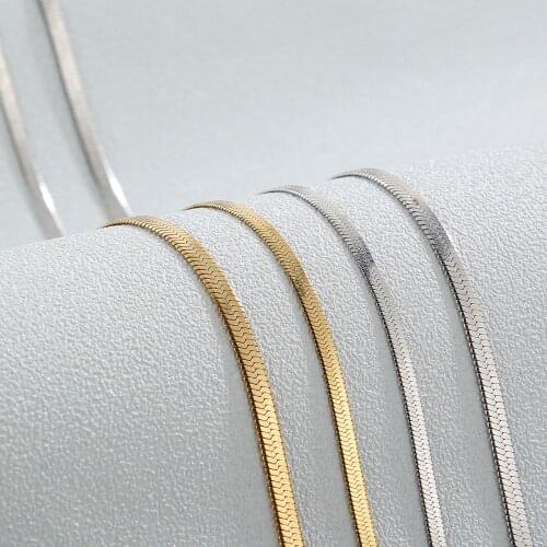 Women Necklace Gold Blade Chain on Neck Choker Necklace Women Sexy Flat Snake Chain Jewelry Gift Clavicle Chocker Necklaces