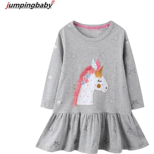 2021 Unicorn Dress Girsl Dresses Long Sleeve Costume Vestidos Roupas De Bebe Menina Robe Enfant Sukienka Cute Kids Clothes New