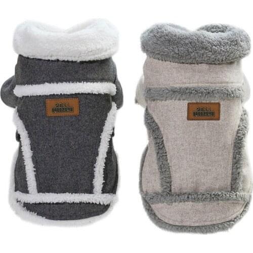 Winter pet clothes thickened warm and soft dog coat coat woolen collar, suitable for small dogs pet clothing S-2XL