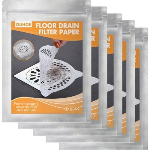 10/50 Pack Disposable Shower Drain Hair Catcher Mesh Sticker Disposable use most hygienic and convenient way of sewer protection